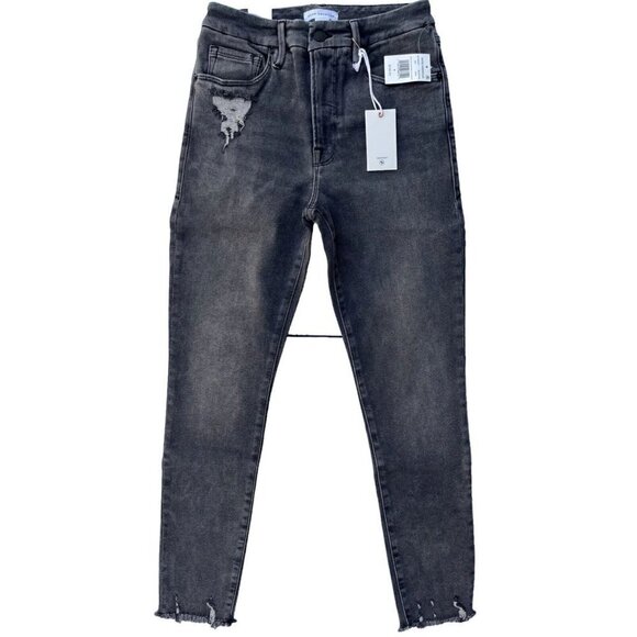 Good American Denim - Good American Women's Denim Good Legs Crop Printed Pockets Black 213 Size 4